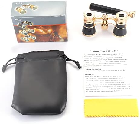 Aroncent Opera Glasses Binoculars 3X25 Compact with Adjustable Handle Theater Glasses, Mini Binocular for Adults Men Women in Opera Musical Concert(Black)