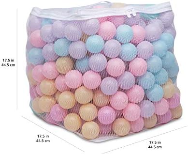 Amazon Basics BPA Free Crush-Proof Plastic Ball, Pit Balls with Storage Bag, Toddlers Kids 12+ Months, Pack of 400 Balls, 6 Pastel Colors
