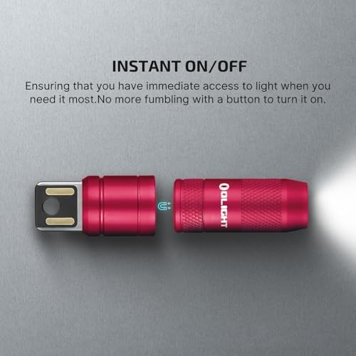 OLIGHT IMINI 2 EDC Rechargeable Keychain Flashlight, 50 Lumens Compact and Portable Mini LED Keyring Lights with Built-in Battery Ideal for Everyday Carry and Emergencies (Passionate Red)