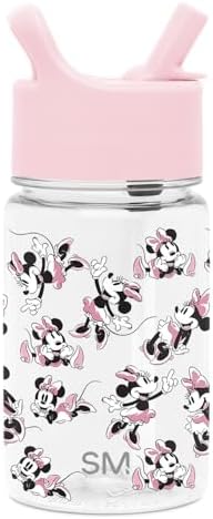 Simple Modern Disney Minnie Mouse Kids Water Bottle Plastic BPA-Free Tritan Cup with Leak Proof Straw Lid | Reusable and Durable for Toddlers, Girls | Summit Collection | 12oz, Minnie Mouse Retro