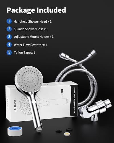 Shower Head with Handheld, High Pressure Handheld Shower Head with 80" Extra Long Stainless Steel Hose & Adjustable Bracket, Showerhead with ON/OFF Switch for Pets Bath