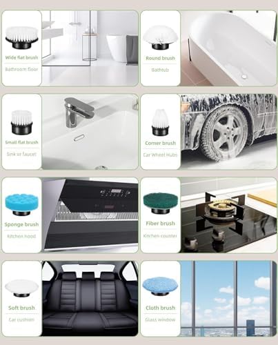 Electric Spin Scrubber, Cordless Cleaning Brush, Shower Scrubber with 8 Brush Heads, Power Scrubber Dual Speeds with Adjustable Extension Handle, IPX7 Waterproof for Bathtub Floor Tile Car-B