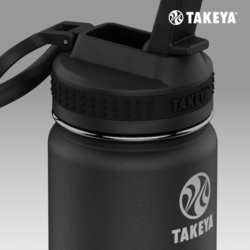 Takeya Actives Water Bottle with Spout Lid - Bottle with Double Stainless Steel Insulation - Dishwasher Safe & BPA-Free - Bottle with Spout Lid & Removable Bumper - 24 oz, Onyx