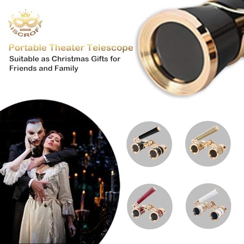 Opera Glasses,3X25 Theater Binoculars with Foldable and Extendable Handle,Mini Binocular Compact Lightweight,Portable Theater Glasses for Adults Kids Women in Musical Concert