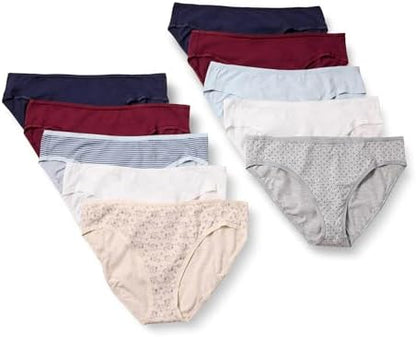 Amazon Essentials Women's Cotton Bikini Brief Underwear (Available in Plus Size), Multipacks