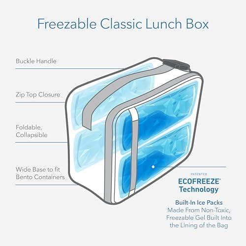 PackIt Freezable Classic Lunch Box, Lavender, Built with ECOFREEZE Technology, Fully Freezable, Collapsible, Reusable, With Zip Front Pocket and Buckle Handle, Designed for Fresh Lunch On the Go
