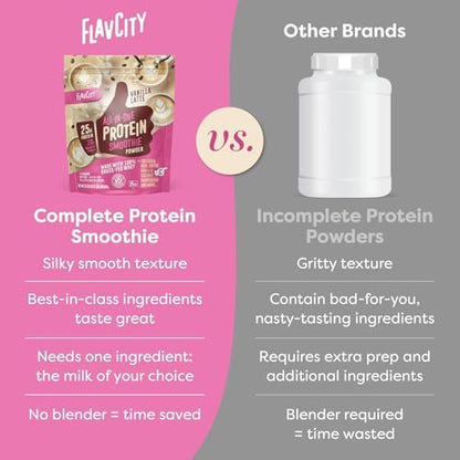 FlavCity Grass Fed Whey Protein Powder - Vanilla Latte - 25g Protein, 10g Collagen & 60mg of Caffeine - Made with Real Vanilla Bean & Organic Coconut - Gluten Free & No Added Sugars (20 Servings)