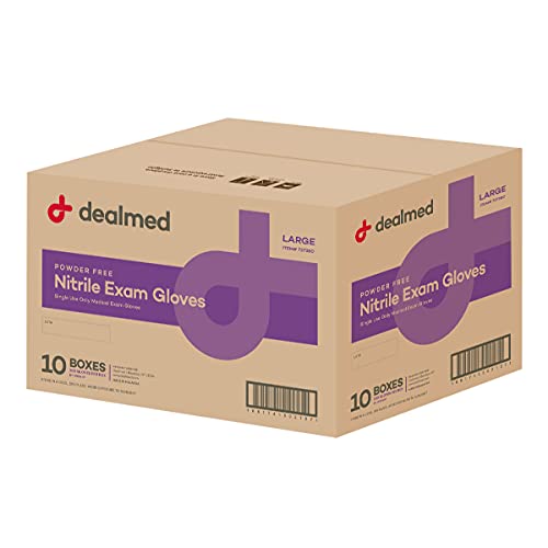 Dealmed Medical Exam Gloves – 2000 Count Large Nitrile Gloves, Disposable Non-Irritating Latex Free, Multi-Purpose Use for a First Aid Kit and Medical Facilities