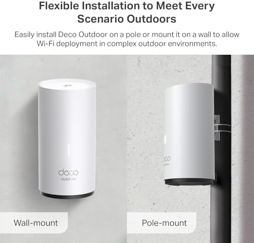 TP-Link Deco Outdoor Mesh WiFi (Deco X50-Outdoor), AX3000 Dual Band WiFi 6 Mesh, 2 Gigabit PoE Ports, 802.3at PoE+,Weatherproof, Works with All Deco Mesh WiFi, Pole/Wall/Tabletop Mount Options,1-Pack