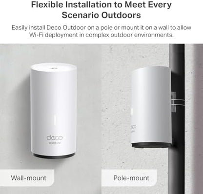 TP-Link Deco Outdoor Mesh WiFi (Deco X50-Outdoor), AX3000 Dual Band WiFi 6 Mesh, 2 Gigabit PoE Ports, 802.3at PoE+,Weatherproof, Works with All Deco Mesh WiFi, Pole/Wall/Tabletop Mount Options,1-Pack