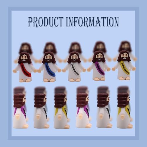 Little Jesus Figures, Mini Jesus Figurines in Bulk, Multicolor Tiny Jesus Figures, Miniature Figurines to Hide and Seek Religious Gifts for Easter Egg Stuffers (60)