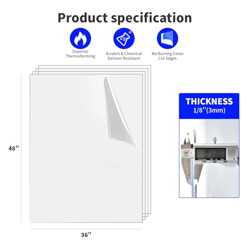 Art3d (2 Pack) 1/8" Thick Plexiglass Sheets - 36" x 48" PET Clear Acrylic Sheets for Art Design，Craft Projects, Signs, DIY in Home, Wedding, Festival,Party,Office