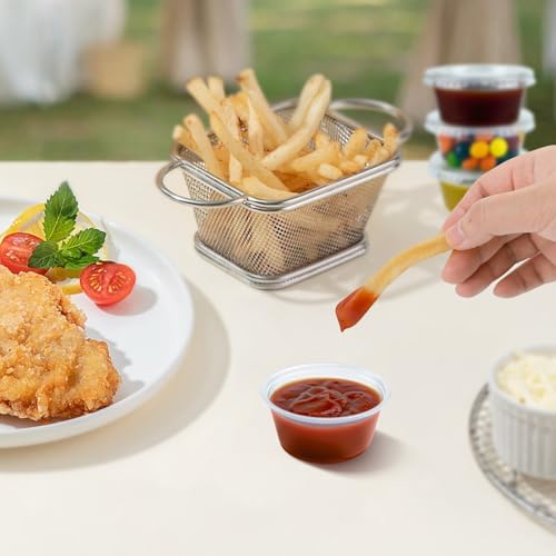 360 Set 3.25 oz Jello Shot Cups with Lids, Sturdy & Food Safe Disposable Plastic Portion Condiment Dipping Sauce Cups, Small Containers for Salad Dressing