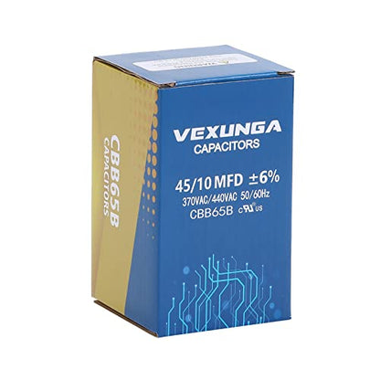 45/10 uF 45+10 MFD 370VAC or 440VAC Dual Run Start Round A/C Capacitor CBB65 CBB65B Air Conditioner Capacitors for AC Unit Fan Motor Start or Heat Pump or Condenser Straight Cool