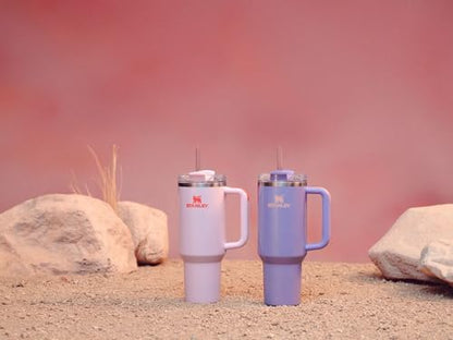 Stanley Quencher H2.0 Tumbler with Handle and Straw 40 oz | Flowstate 3-Position Lid | Cup Holder Compatible for Travel | Insulated Stainless Steel Cup | BPA-Free | Periwinkle Shimmer