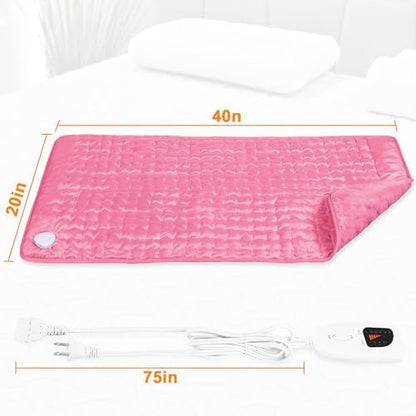 Heating Pad,Electric Heating Pads for Back,Hot Heated Pad for Abdomen,Shoulder,Knee,Multiple Temp and Auto Shut Off(BabyPink, 40''×20')