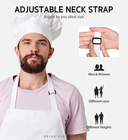 Syntus 2 Pack Adjustable Bib Apron Waterdrop Resistant with 2 Pockets Cooking Kitchen Aprons for Women Men Chef