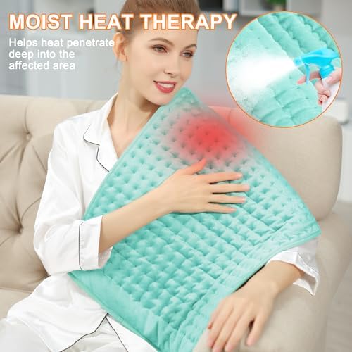 Heating Pad-Electric Heating Pads for Back,Neck,Abdomen,Moist Heated Pad for Shoulder,Knee,Hot Pad for Arms and Legs,Dry&Moist Heat & Auto Shut Off(Light Green, 33''×17'')