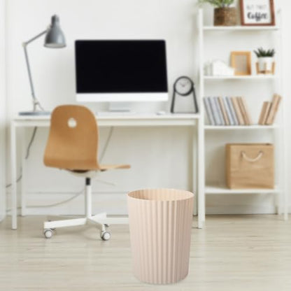 JiatuA Small Trash Can Plastic Wastebasket Round Garbage Container Bin for Bathroom, Kitchen, Bedroom, Home Office, College Dorm, Beige 2 Pack