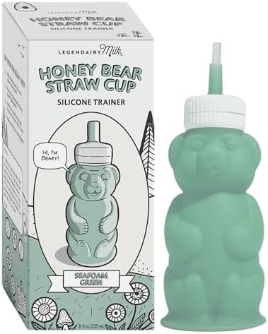 Legendairy Milk Honey Bear Straw Cup Silicone for Babies (Green), 8 oz. Dishwasher Safe, Food Grade Silicone, Honeybear Sippy Cup for Ages 4+ Months