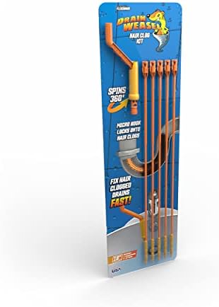 FlexiSnake Drain Weasel Sink Snake Hair Clog Remover Tool, Pipe, Bathroom, Bathtub Cleaner, 18-inch, Made in the USA, 5 Wands and Removable Handle