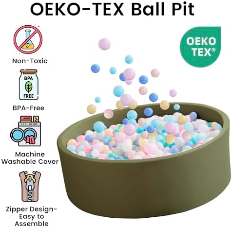 Ball Pit for Toddlers 47.24''x15.75'' Baby Ball Pit Soft Foam Ball Pits Round Lagre Kids Ball Pits Indoor Kids Play Ball Pool Ideal Gift for Children (Sagegreen, NO Balls)
