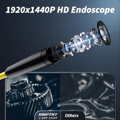 Endoscope Camera with Light,1920P HD Borescope Tools with 8 Adjustable LED Lights, Endoscope with Semi-Rigid Snake Camera, IP67 Waterproof Inspection Borescope for iOS and Android-32.8ft Single Lens