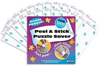 (4 Pack) Puzzle Presto! Peel & Stick Saver: The Original and Still The Best Way to Preserve Your Finished Puzzle! 24 Adhesive Sheets and 8 Adhesive Hangars.