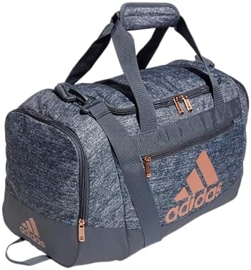 adidas Unisex Defender 4.0 Gym Duffel Bag for Men and Women, Jersey Onix Grey/Rose Gold/Onix Grey, Small (38L)