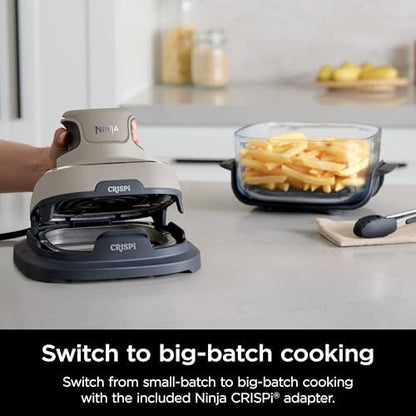 Ninja Crispi Air Fryer, Microwave, Freezer & Dishwasher Safe, Non Toxic Glass Portable Cooking System, 4 QT & 6 Cup Glass Containers with Storage Lids, Easy Meals, Air Fry, Bake, Stone, FN101ST