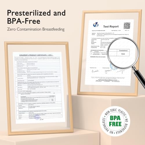 Momcozy Easy Pour Breastmilk Storage Bag, 8Oz, Temp-Sensing Color Change, 120 Count Milk Bag with Self Standing for Breastfeeding, No Leak Presterilized for Freezer, Recyclable & BPA Free