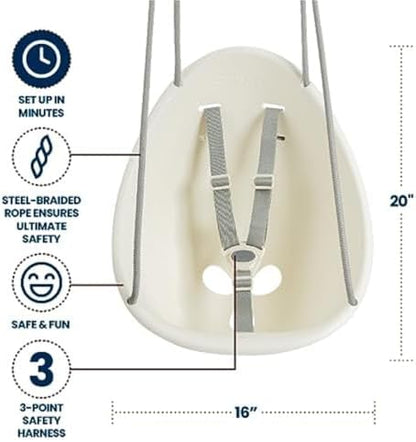Swurfer Coconut Toddler Swing – Comfy Baby Swing Outdoor, 3- Point Adjustable Safety Harness, Secure, Safe Quick Click Locking System, Blister-Free Rope, Easy Installation, Ages 6-36 Months