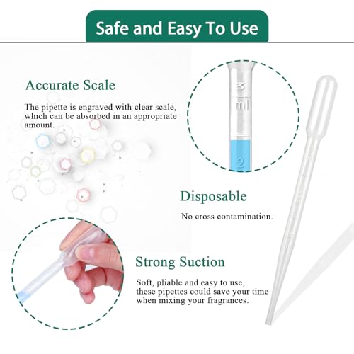moveland 500PCS 3ML Plastic Dropper Pipettes, Disposable Eye Dropping Pipettes for Essential Oils, Home Use, Science Class, Lab Experiments, DIY Art