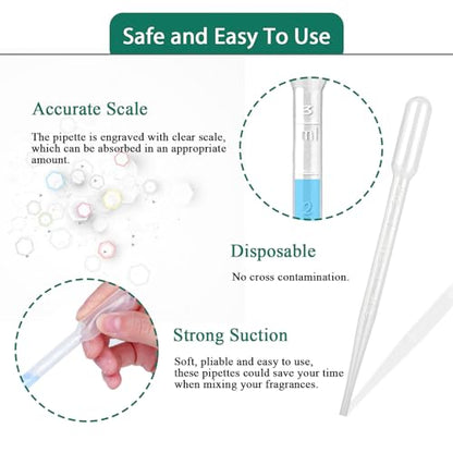 moveland 500PCS 3ML Plastic Dropper Pipettes, Disposable Eye Dropping Pipettes for Essential Oils, Home Use, Science Class, Lab Experiments, DIY Art