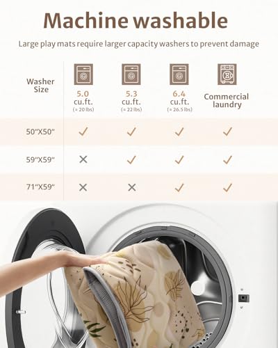 Blissful Diary Baby Play Mats for Floor, 50x50 Playpen Mat, Thicken Cushioning Padding Foam Playmate for Baby and Toddlers Infants, Non-Slip & Machine Washable, Earth Tones Design