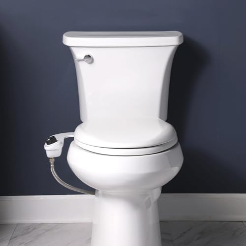 Bio Bidet SlimEdge Simple Bidet Toilet Attachment in White with Dual Nozzle, Fresh Water Spray, Non Electric, Easy to Install, Brass Inlet and Internal Valve