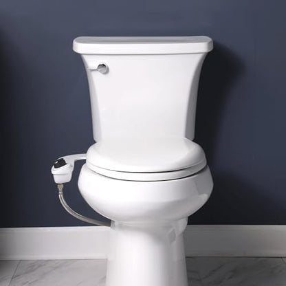 Bio Bidet SlimEdge Simple Bidet Toilet Attachment in White with Dual Nozzle, Fresh Water Spray, Non Electric, Easy to Install, Brass Inlet and Internal Valve