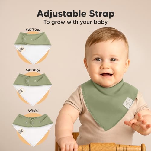 8-Pack Organic Baby Bandana Bibs for Boys, Girls - Super Absorbent Triangle Baby Bibs for Drooling and Teething Infant, 100% Cotton Extra Soft for Newborn, Infant 0-36 Months (Hunter)