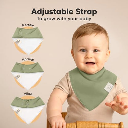 8-Pack Organic Baby Bandana Bibs for Boys, Girls - Super Absorbent Triangle Baby Bibs for Drooling and Teething Infant, 100% Cotton Extra Soft for Newborn, Infant 0-36 Months (Hunter)