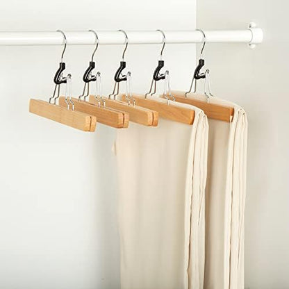 Amazon Basics Wooden Pants Hangers - Natural, 20-Pack