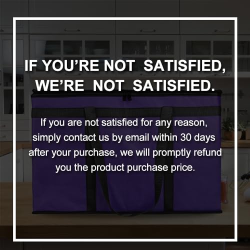 Bodaon 1-Pack Insulated Food Delivery Bag, XXX-Large Meal Grocery Tote Insulation Bag for Hot and cold Food,Commercial, Large Capacity Reusable Warming Bag, Purple