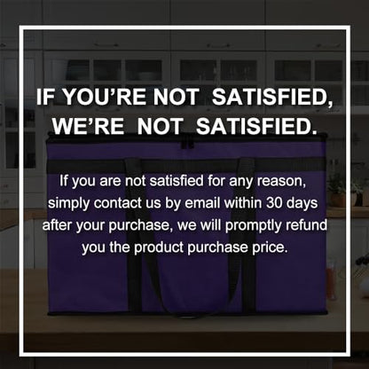 Bodaon 1-Pack Insulated Food Delivery Bag, XXX-Large Meal Grocery Tote Insulation Bag for Hot and cold Food,Commercial, Large Capacity Reusable Warming Bag, Purple