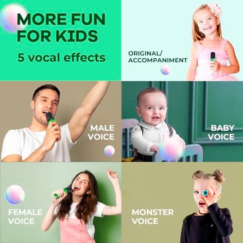 YLL Mini Karaoke Machine for Kids Adults, Portable Bluetooth Speaker with 2 Wireless Microphones, Birthday Gifts Toys for Girls Boys Ages 3, 4, 5, 6, 7, 8, 9,10,11,12+ Years Old Toddler (Green)