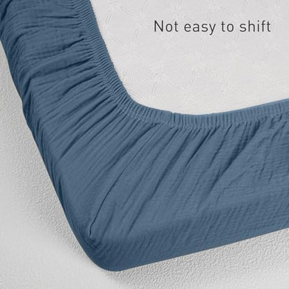 Muslin Mini Crib Sheets, 2 Pack for Baby Boy and Girl, Soft Breathable Stretchy Baby Pack N Play Mattress and Mini Cribs Sheet, Universal Fitted Portable/Mini Crib Mattresses (Bright Colors)