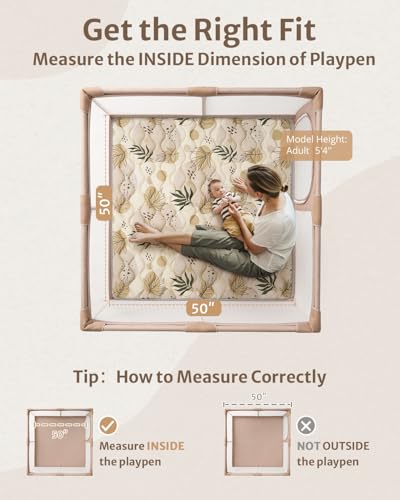 Blissful Diary Baby Play Mats for Floor, 50x50 Playpen Mat, Thicken Cushioning Padding Foam Playmate for Baby and Toddlers Infants, Non-Slip & Machine Washable, Earth Tones Design