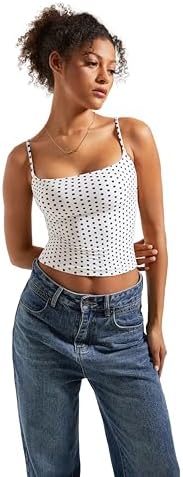 SUUKSESS Women Sexy Square Neck Tank Top Summer Y2K Going Out Basic Cami Shirt