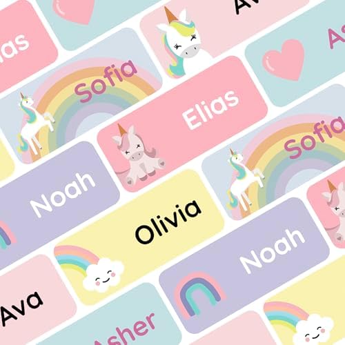 – Personalized Name Labels for Kids (120) – Waterproof & Durable Stickers for Clothing, School & Daycare Items - Unicorns