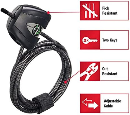 Master Lock Black Python Steel Cable Lock with Keys, Heavy Duty Anti-Theft Trail Camera and Kayak Locking Cable, 2 Pack, 8417T