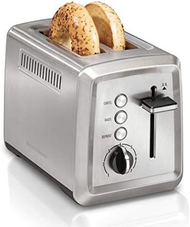 Hamilton Beach 2 Slice Toaster with Extra-Wide Slots, Bagel Setting, Toast Boost, Slide-Out Crumb Tray, Auto-Shutoff & Cancel Button, Defrost Function, Stainless Steel (22794)
