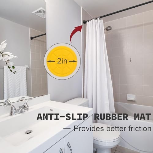 Shower Curtain Rod Adjustable 43-78 inch, 1"Diameter Spring Tension Curtain Rod No Drill, Anti-Rust Non-Slip Shower Rod, Black Shower Curtain Rod for Bathroom Tension